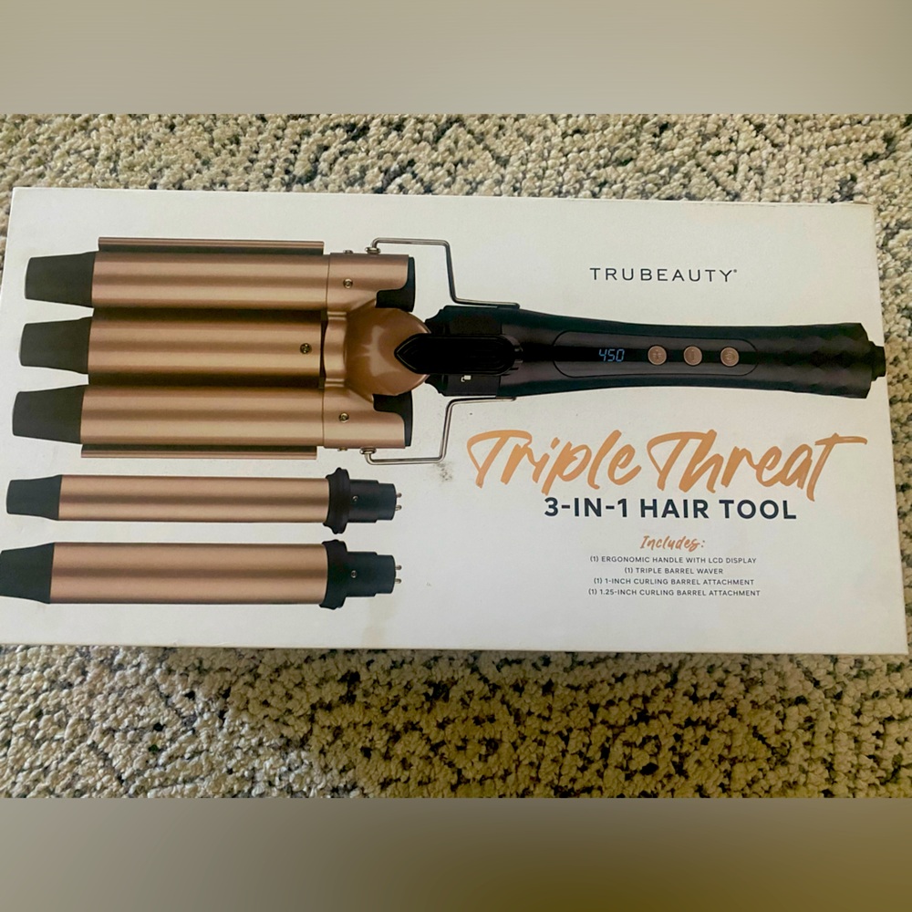 TruBeauty Triple Threat 3-in-1 Hair Tool - Rose Gold